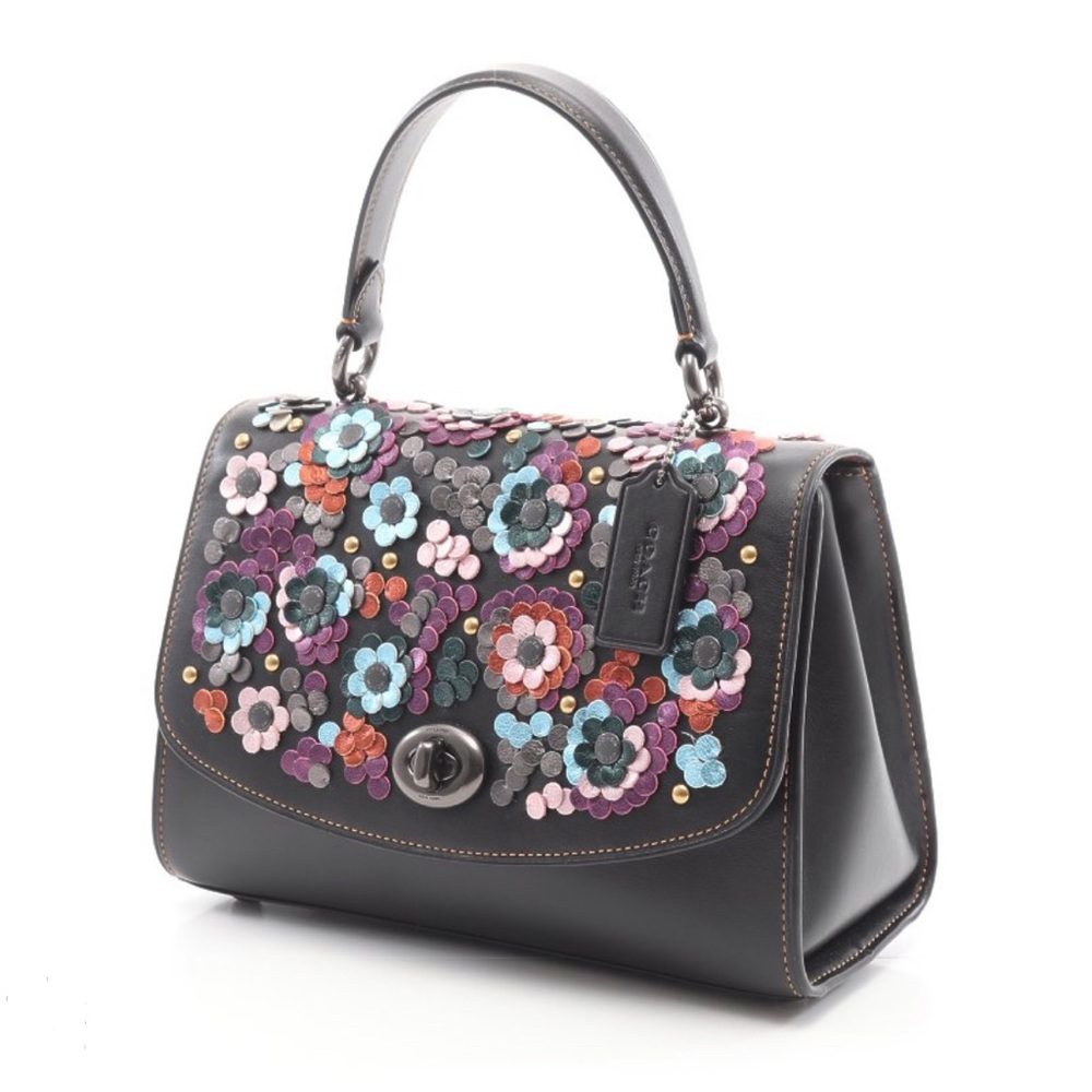 Coach Leather Sequins Tilly Top Handle Satchel